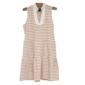 NWT NAUTICA Tiered Mini Dress Size L White Sleeveless Collared Pockets Summer